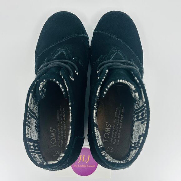 Toms Women's Desert Wedge Black Suede Ankle Booties 380815 Size 7 - Picture 9 of 11